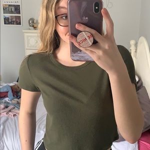 Army green casual t shirt